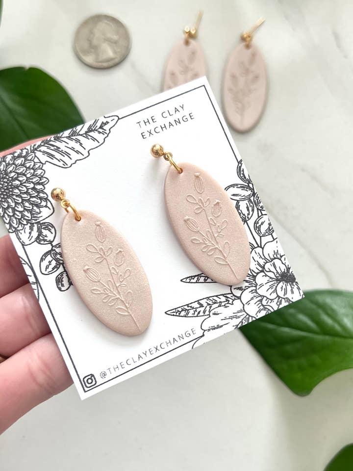 Neutral Floral Ovals for wholesale by The Clay Exchange