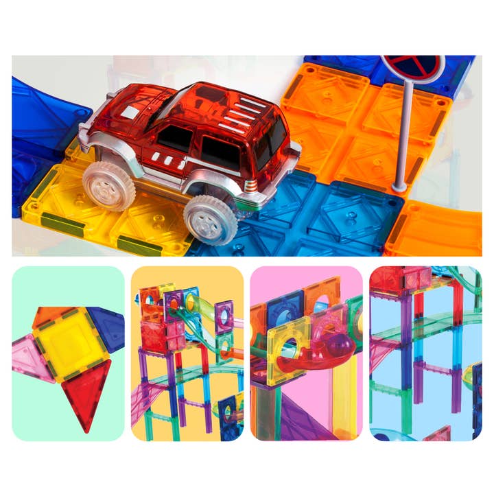 PicassoTiles - Wholesale Building Set - Kids - PicassoTiles 108pc Magnetic Marble Run & Racing Track Set2