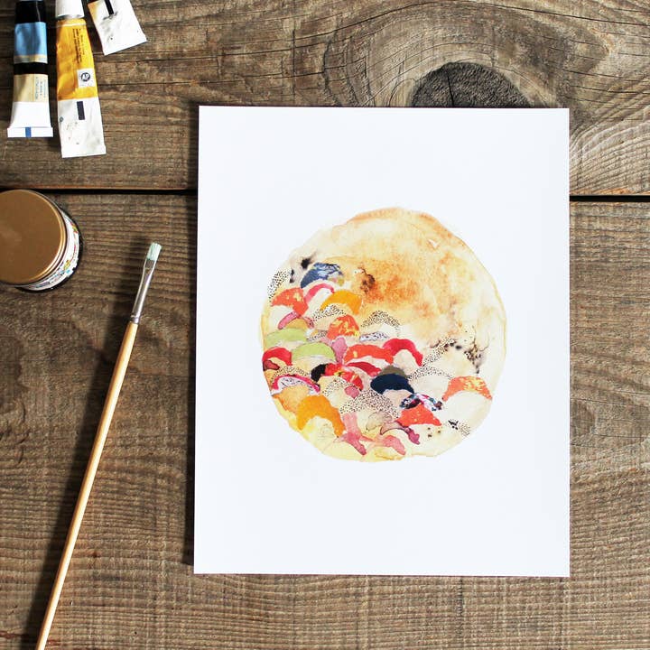 8" x 10" Brown Abstract Moon Fine Art Print for wholesale by BirdsNestLoveFern