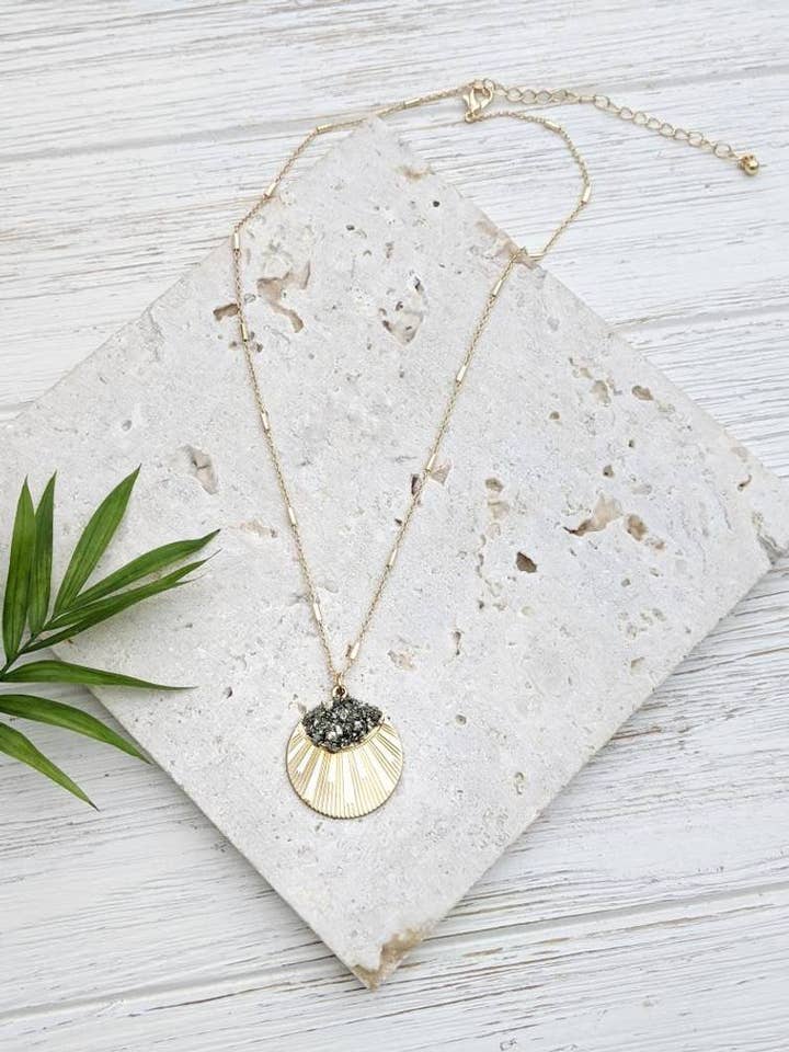 Jewelry Gold Coin Medallion Necklace | Pyrite Accent for wholesale by Dynamo