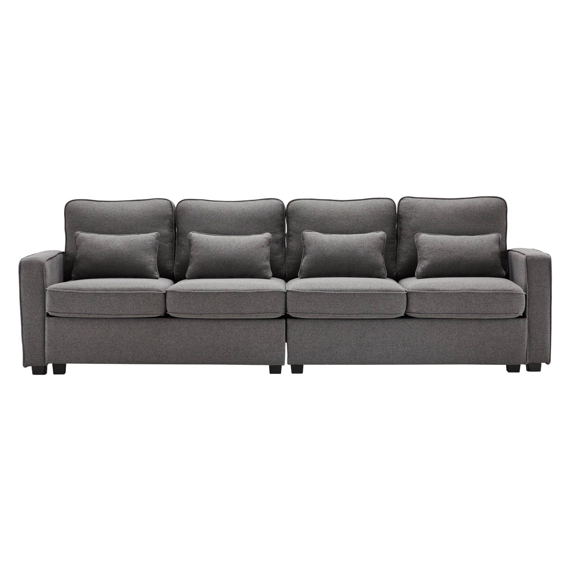 Urban Meuble - Wholesale Sofa - 4-seater sofa with gray linen armrests and 4 cushions 264*83*87cm YASITH12