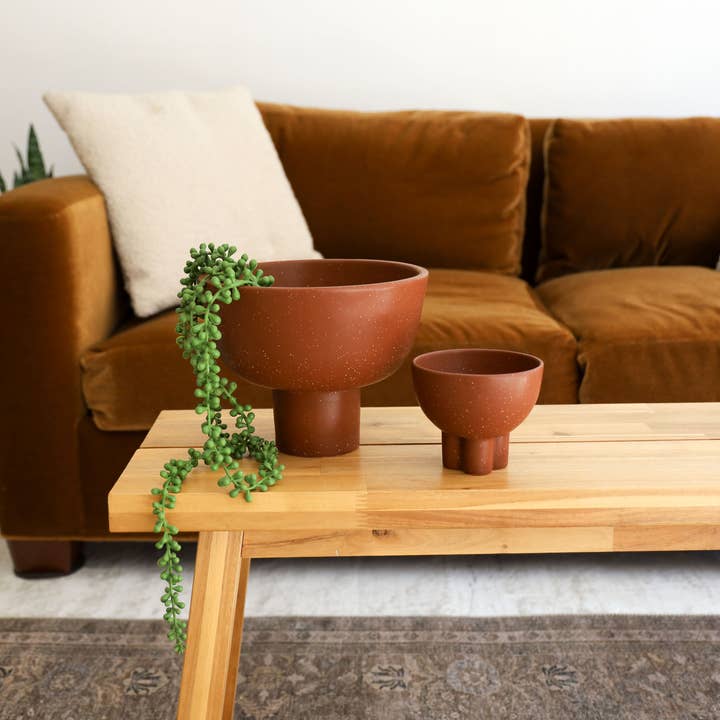 MARMEDA - Wholesale Decoratief bord/schotel/kom - Bruine gespikkelde middelgrote compoteschaal2