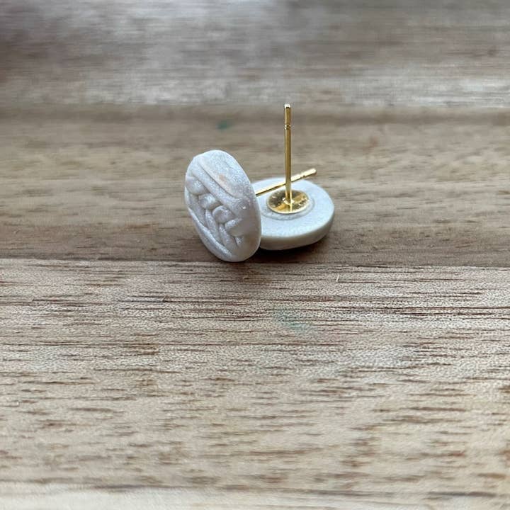 Monty and Mirabelle – wholesale Jewellery set – Dottie / Post Earring Set / Fall Earrings Posts / Knit Pattern / Blue / Green / White / Polymer Clay Jewellry / Sweater Weather2