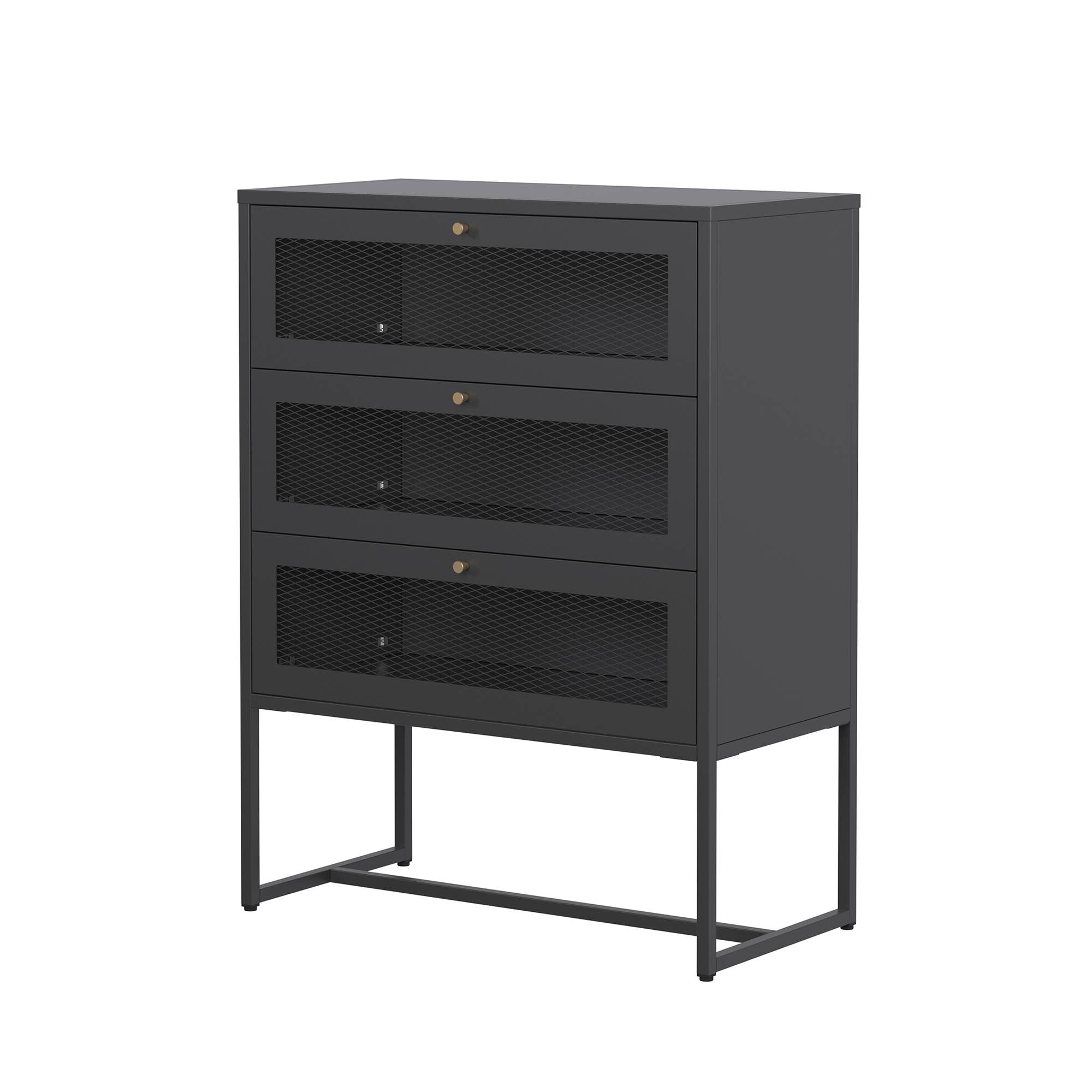 Glamour Home - Wholesale Cabinet - Bentley 41.34-inch Black Three Drawer Metal Cabinet2