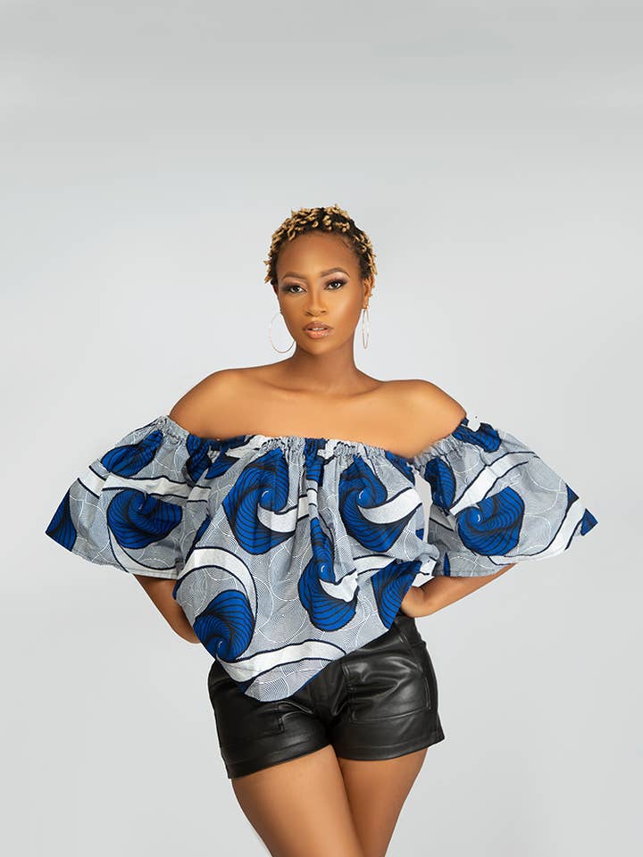 African print Malaika off Shoulder Top for wholesale by ETNICA