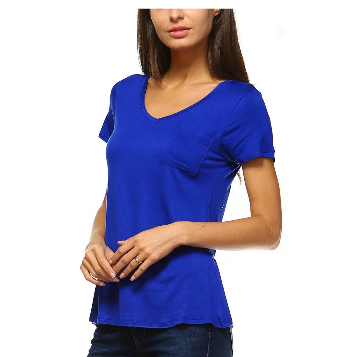 JHP Collection - Wholesale Shirt - Women's - WOMENS CASUAL SOLID V NECK SHORT SLEEVE T SHIRT1