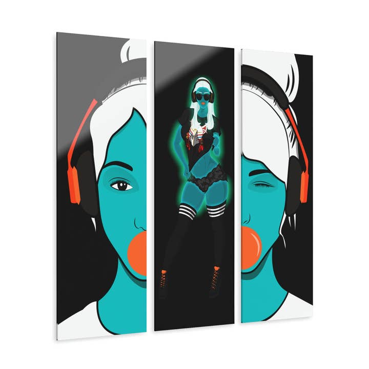 The Saucy Martian™ | Version pour fans de musique | Triptyque en acrylique résistant à l'eau (vis d'installation incluses) pour la vente par Buy Martian Merch™