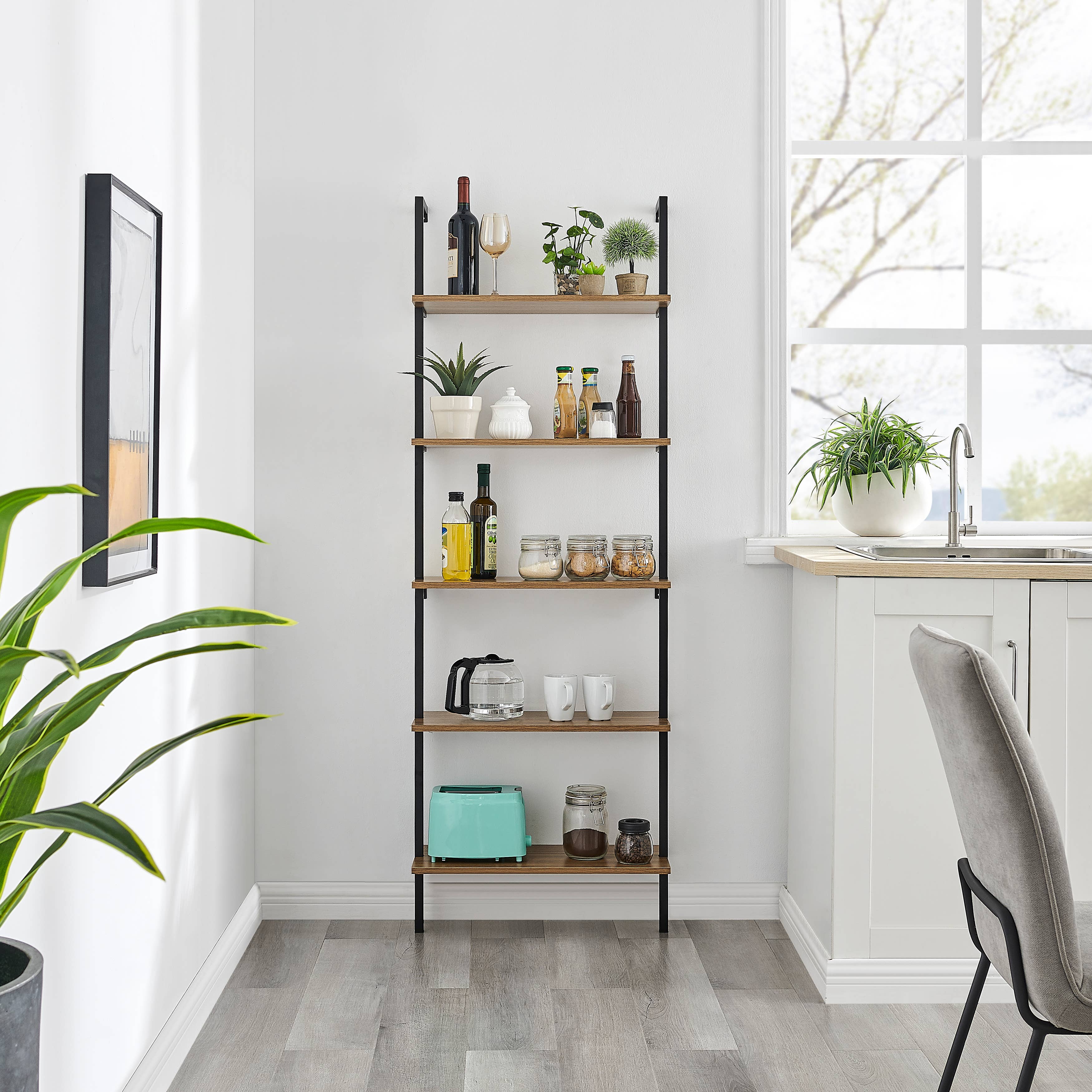 Danya B - Vendita all'ingrosso Mensole da parete - Danya B Everett Scaffale a Parete Moderno a Scala Aperta a 5 Ripiani40