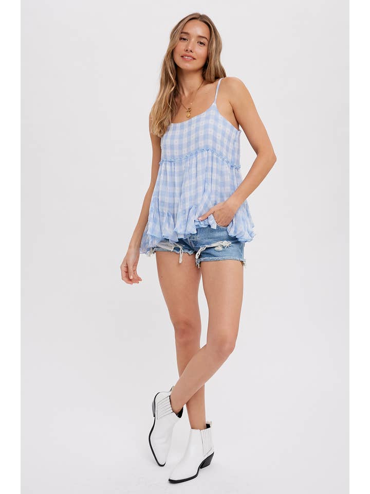 Bluivy - Venta al por mayor Camisola - Mujer - CAMISOLA BAJO FRUNCIDO DE GASA A CUADROS16