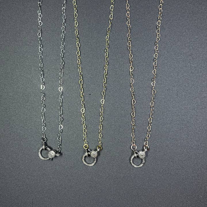 Colar de Corrente com Coração e Fecho de Diamante por atacado de ILISSA MICHELE JEWELRY