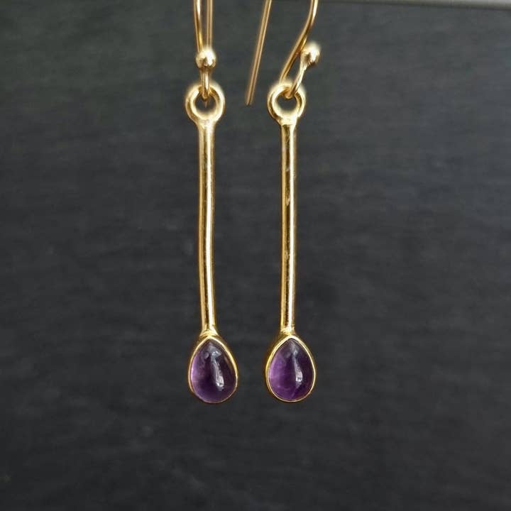 Vergoldete Amethyst-Ohrringe in 925er Sterlingsilber für den Großhandel von Mistry Gems