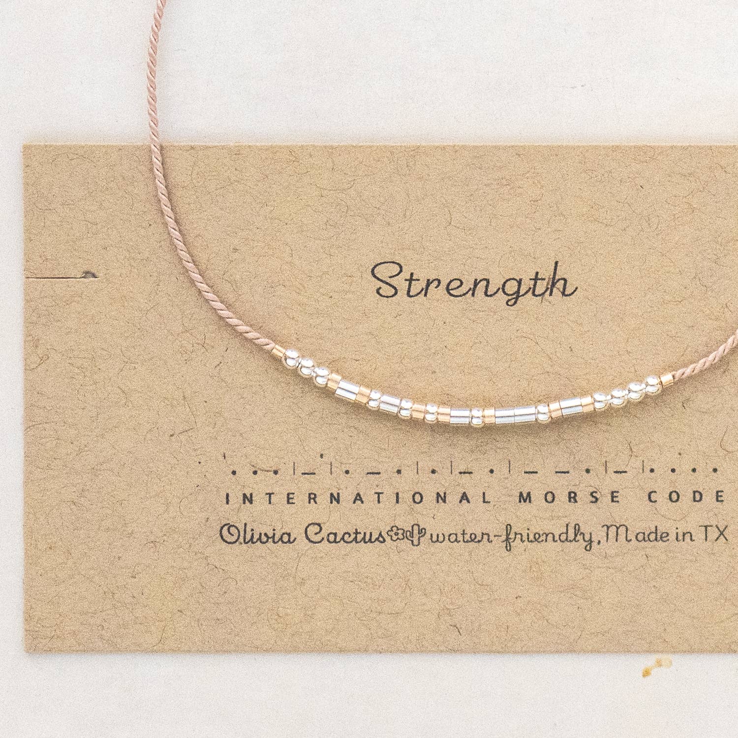 Morse and Dainty Hand Made Morse Code Dainty Jewelry - Wholesale Beaded Bracelet - Strength or CUSTOM Word Morse Code Bracelet - Maya sku4