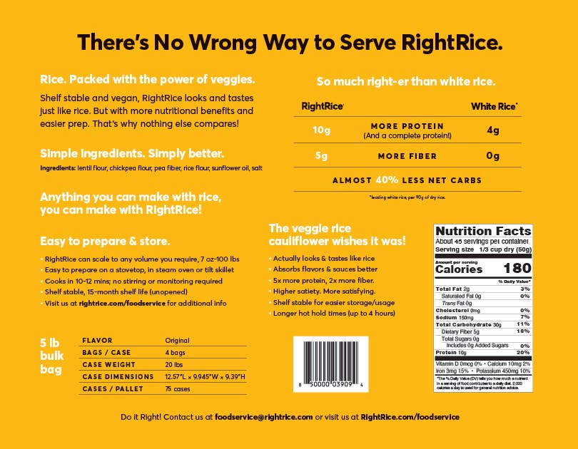 RightRice - Wholesale Rice - 5lb Original RightRice Multi-Serve Bag4