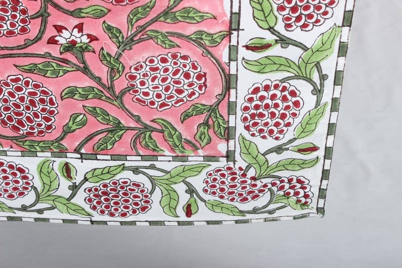 Fabricrush – wholesale Table runner – Strawberry Pink Indian Hand Block Print Table Runner6