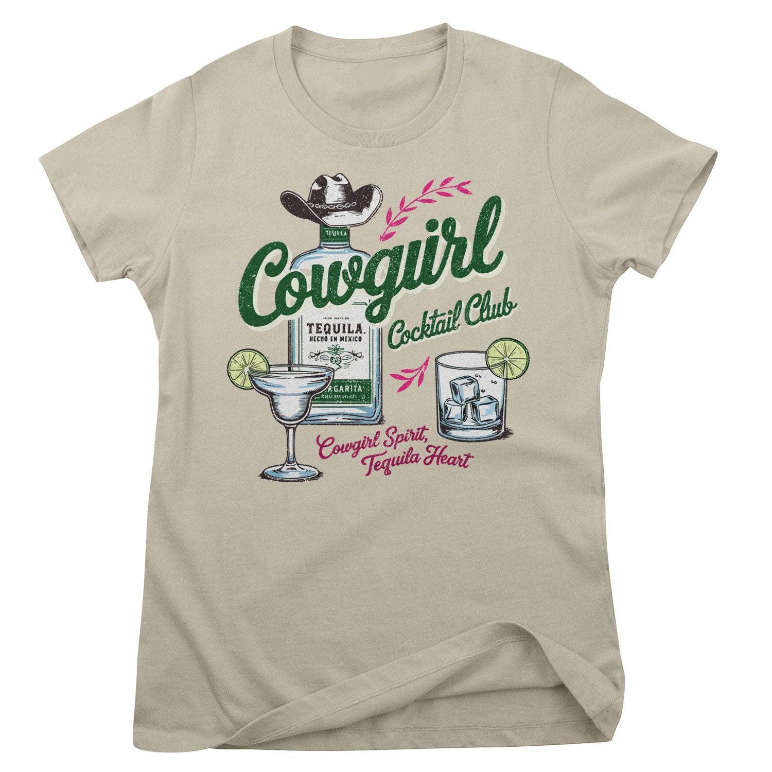 Khaki Cowgirl Cocktail Club Girly Tee for wholesale on Faire0
