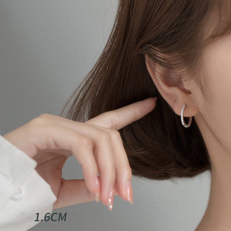 Perimade & Co. LLC - Wholesale Hoop Earrings - Simple Pave Setting Hoop Earrings in 925 Sterling Silver11