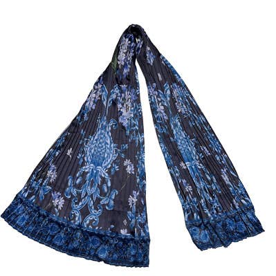 Sciarpa da donna in misto seta blu navy per la vendita all'ingrosso da parte di La Bouquetiere French Collections