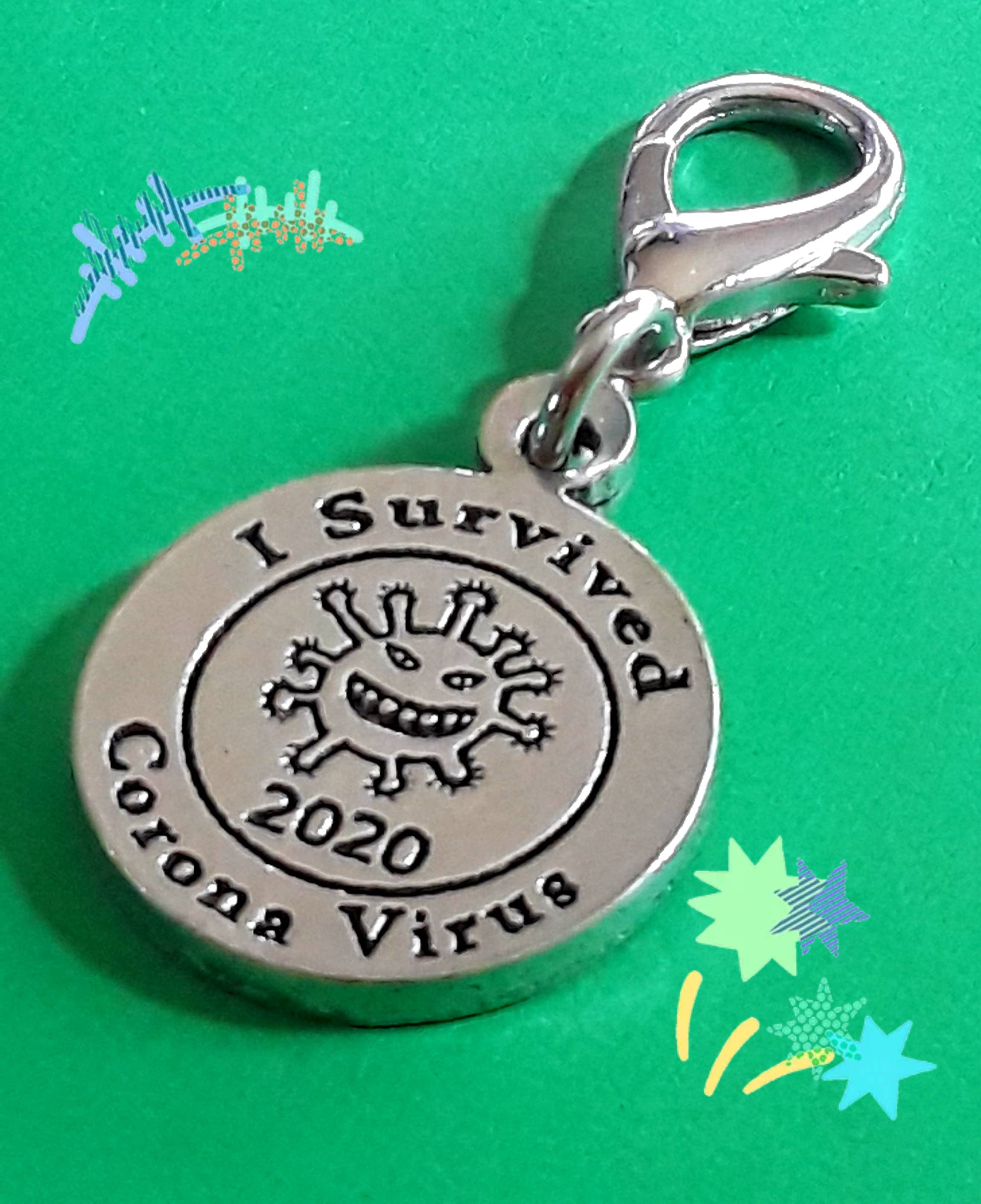 Chubby Chico Charms - Wholesale Individual Charm/Pendant - I survived Corona Virus 2020 clip0