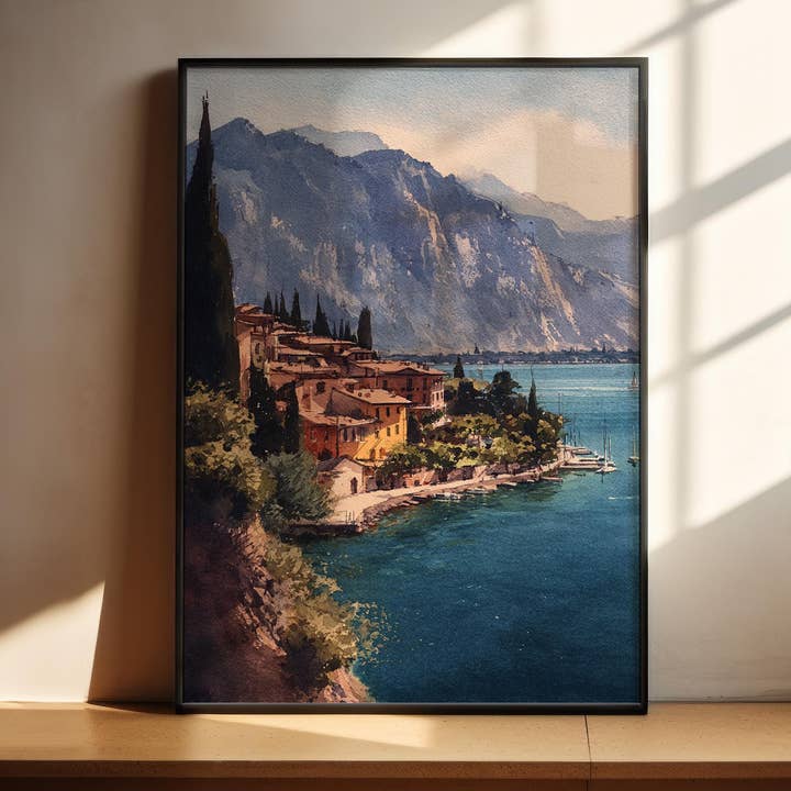 Lake Garda, Italy – Watercolor Art Print for wholesale by Premium Travel Art