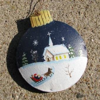 Christmas Ornament OR-516 Winter Church Ball for wholesale by Nannie and B's Crafts