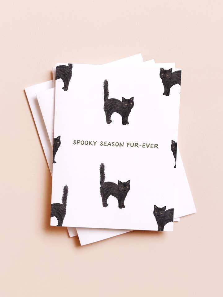 Spooky Season Black Cat — Animal Pun Halloween Card for wholesale by Amy Zhang