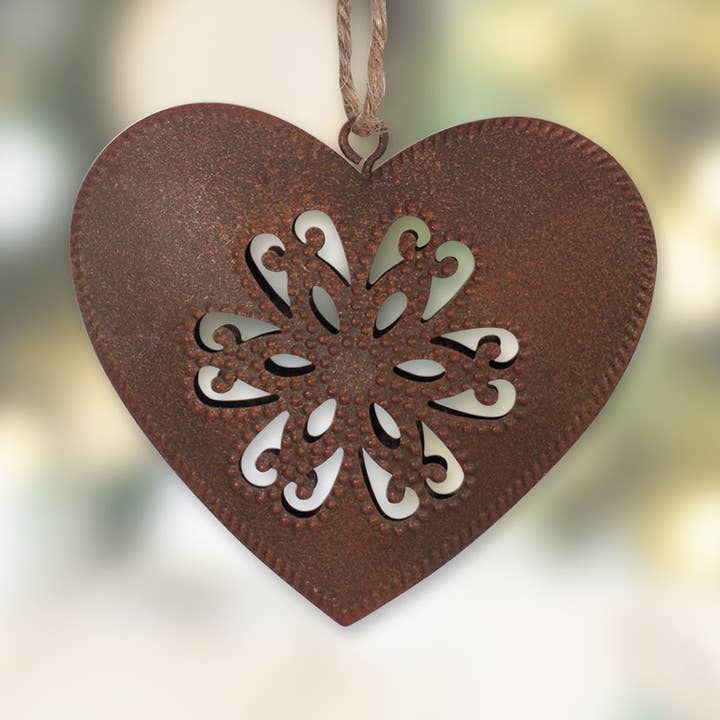 Sunset Vista Designs - Wholesale Ornament - Rusty Pressed Heart Ornament0