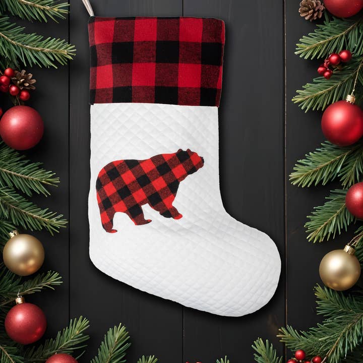 GEXWORLDWIDE - Wholesale Holiday Stocking - 2025 New Classic Red Black Plaid Christmas Stocking8