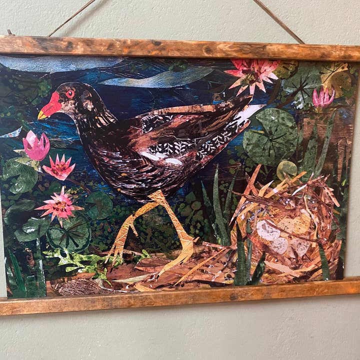 A3 Moorhen nest art print for wholesale by Clare O’Neill Artworks