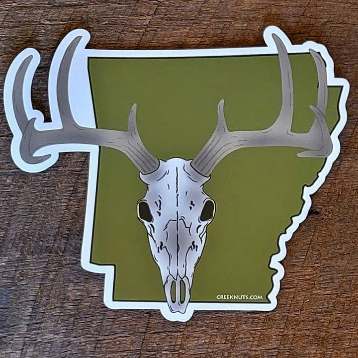 Arkansas Euro Mount Deer Hunting Sticker for wholesale by creeknuts.com