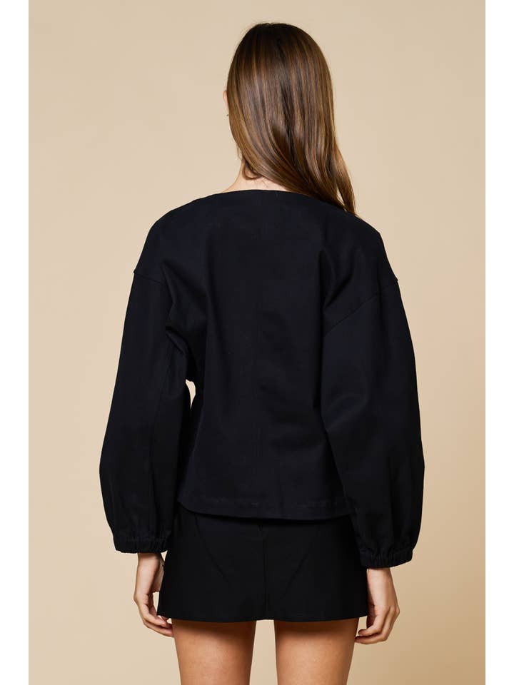 NOIR ILT6534 Chemise Brodée à Manches Longues avec Boutons en vente sur Faire5