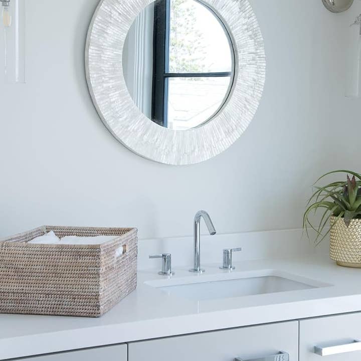 ShipItFurniture - Wholesale Wall Mirror - Handcrafted Pearlescent White Capiz Seashell Sunray Wall Mirror 24 Inch Diameter4