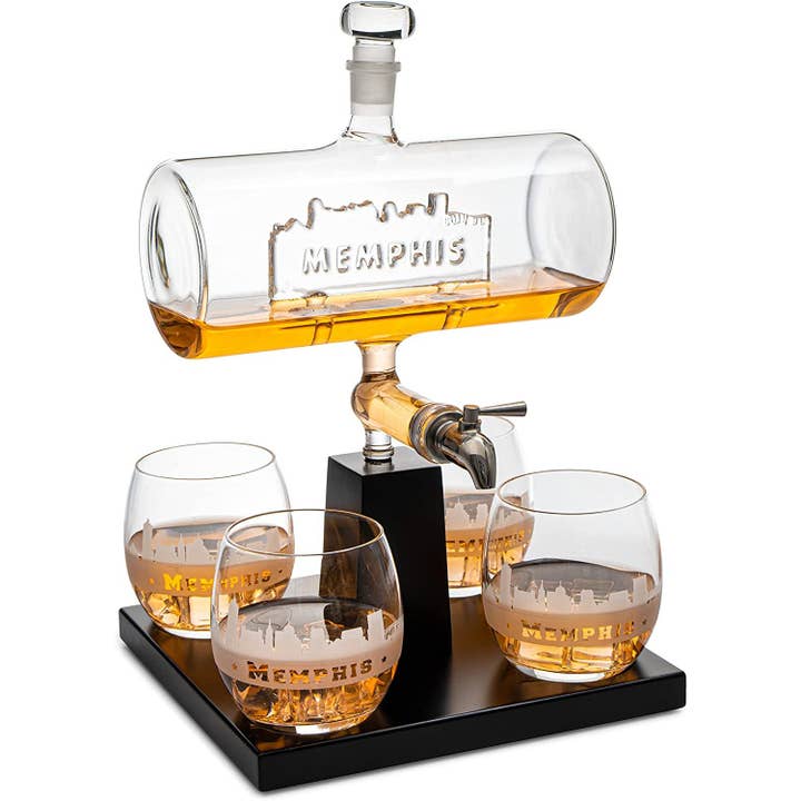 Memphis City Of Blues Wine & Whiskey Decanter Set 1100ml for wholesale by The Wine Savant / Khen Glassware