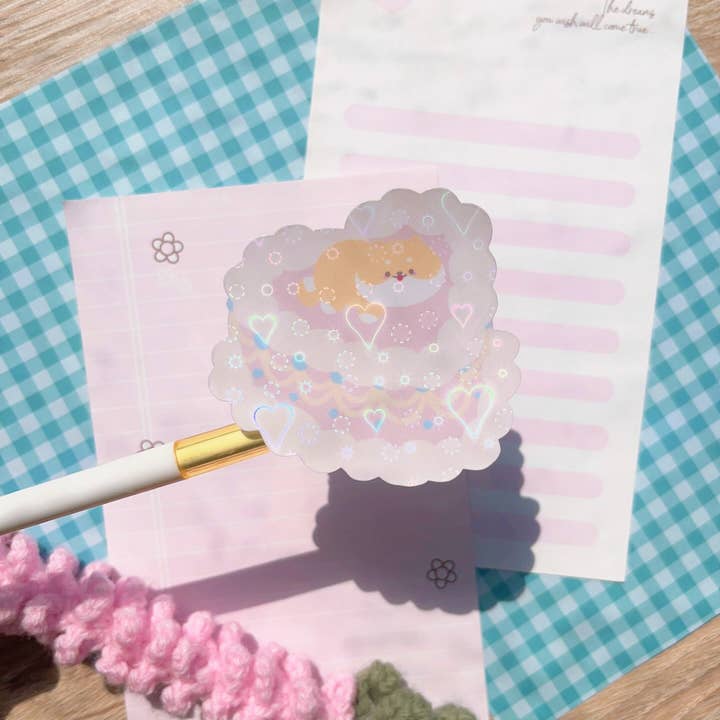 Cute Shiba Cake Sticker for wholesale by Bwread Shop