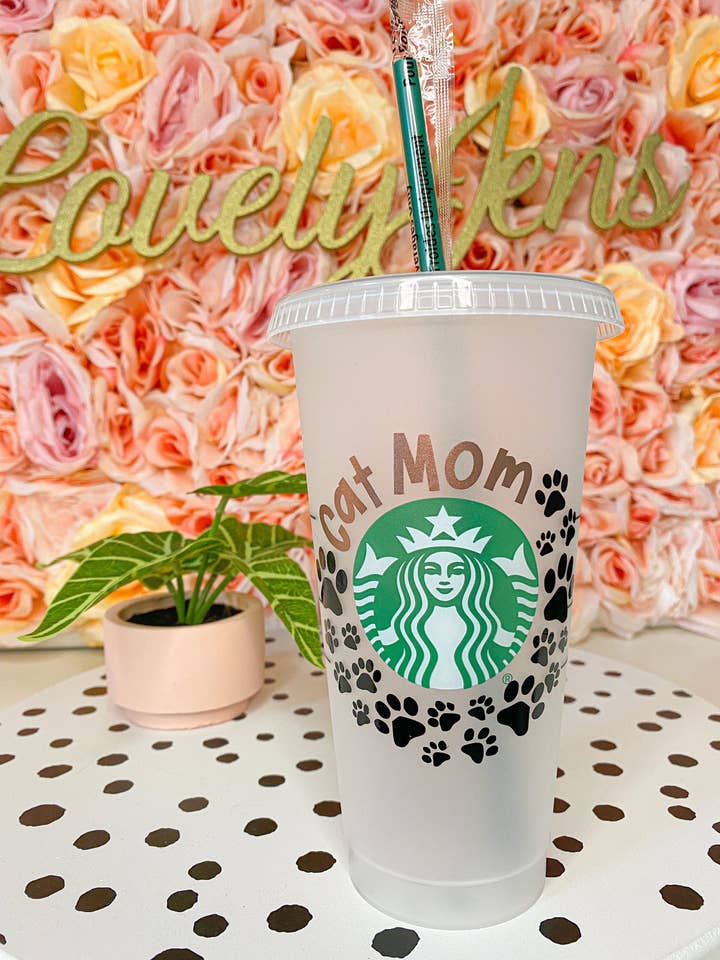 Personalized Cat Mom Starbucks Cup for wholesale by Lovely JEN's Designs