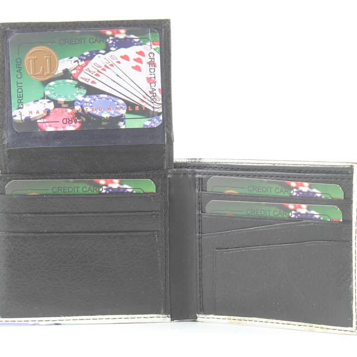 Leather Impressions Inc - Wholesale Wallet - Men's - Poker Chips Vegan Leather Bi Fold Wallet # VL 519