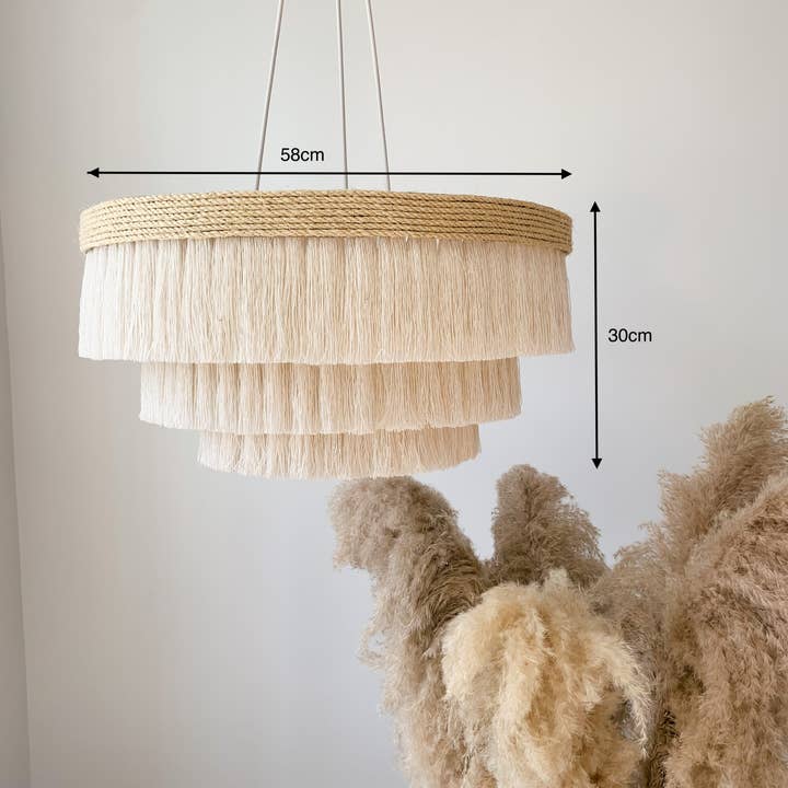 BOHO LIGHTS - Wholesale Chandelier/hanging light - Cotton Fringe With Sisal Band Chandelier4