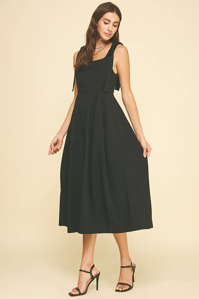 PINCH - Wholesale Dress - Women's - RIBBON DETAILED SLEEVE MIDI DRESS - 6523D8