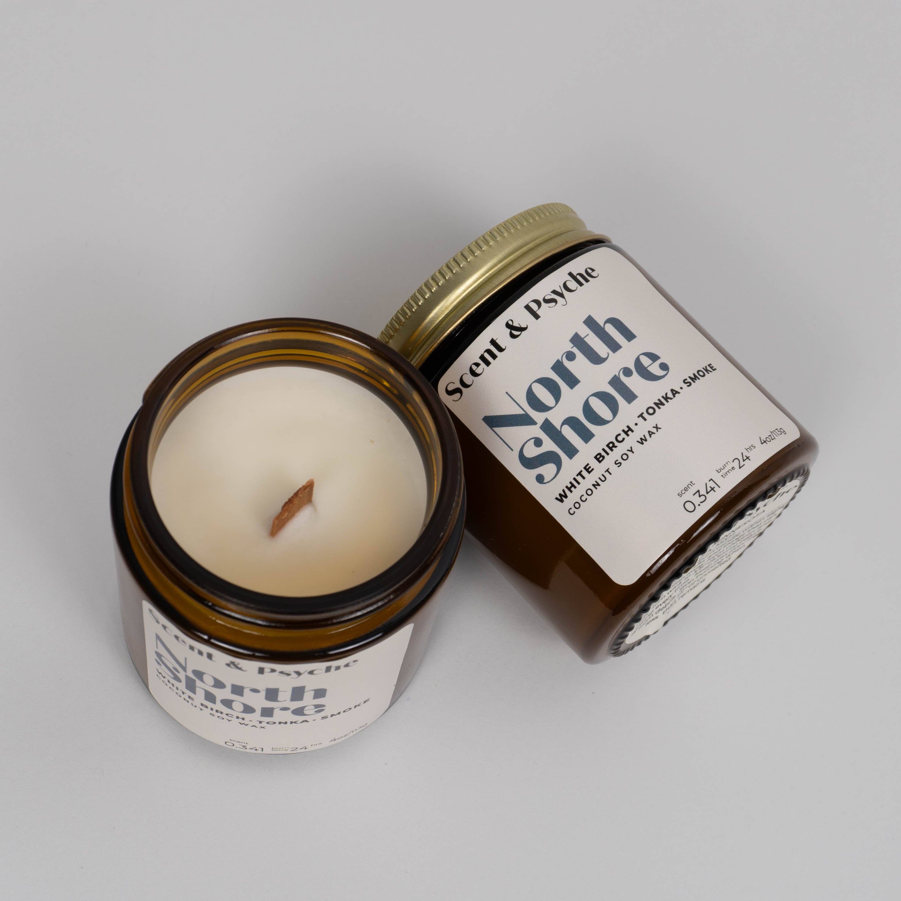 Scent & Psyche - Wholesale Jar/Filled Candle - Northshore Scented Candle   - 4oz Amber Jar1