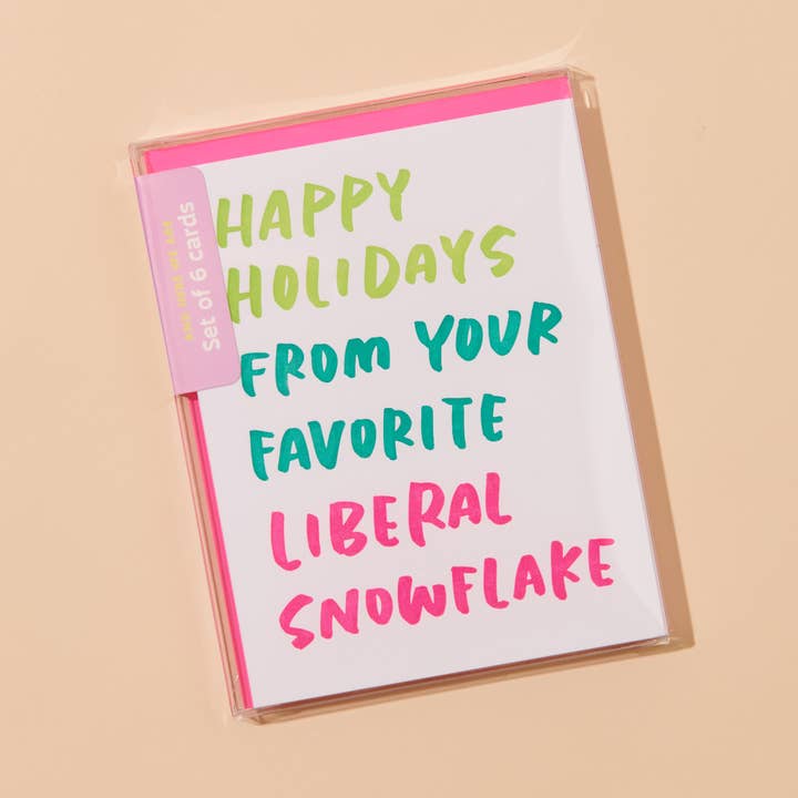 And Here We Are - Wholesale Christmas Card - Liberal Snowflake Holiday Letterpress Greeting Card - Christmas Card- Made in USA