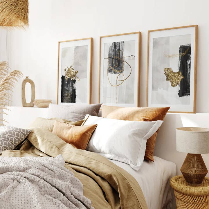 Modern Scandinavian Print. Black and Gold Office Wall Art for wholesale by Art Lane