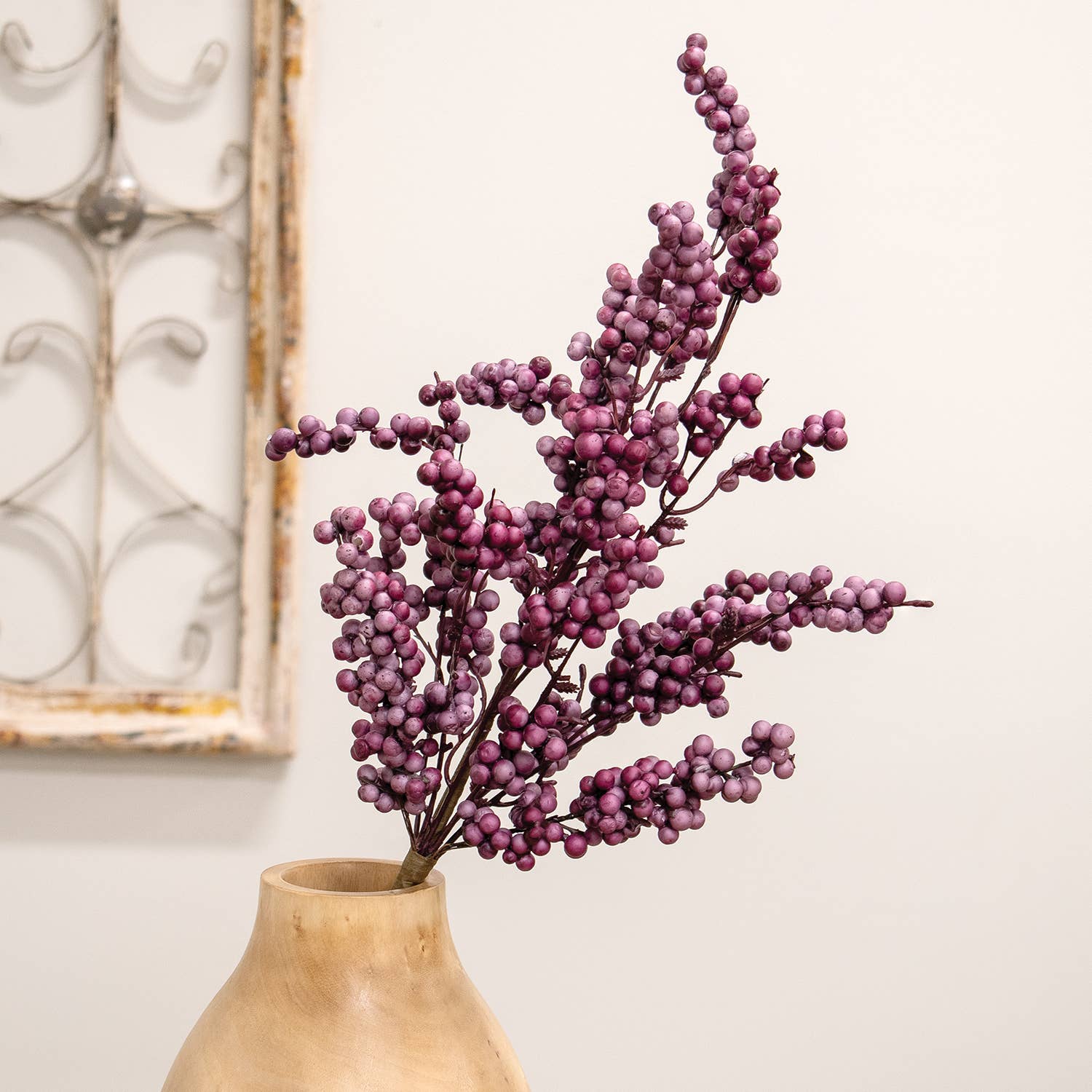 Col House Designs - Wholesale Artificial Flowers - Canella Berries Spray - 25" - Plum1