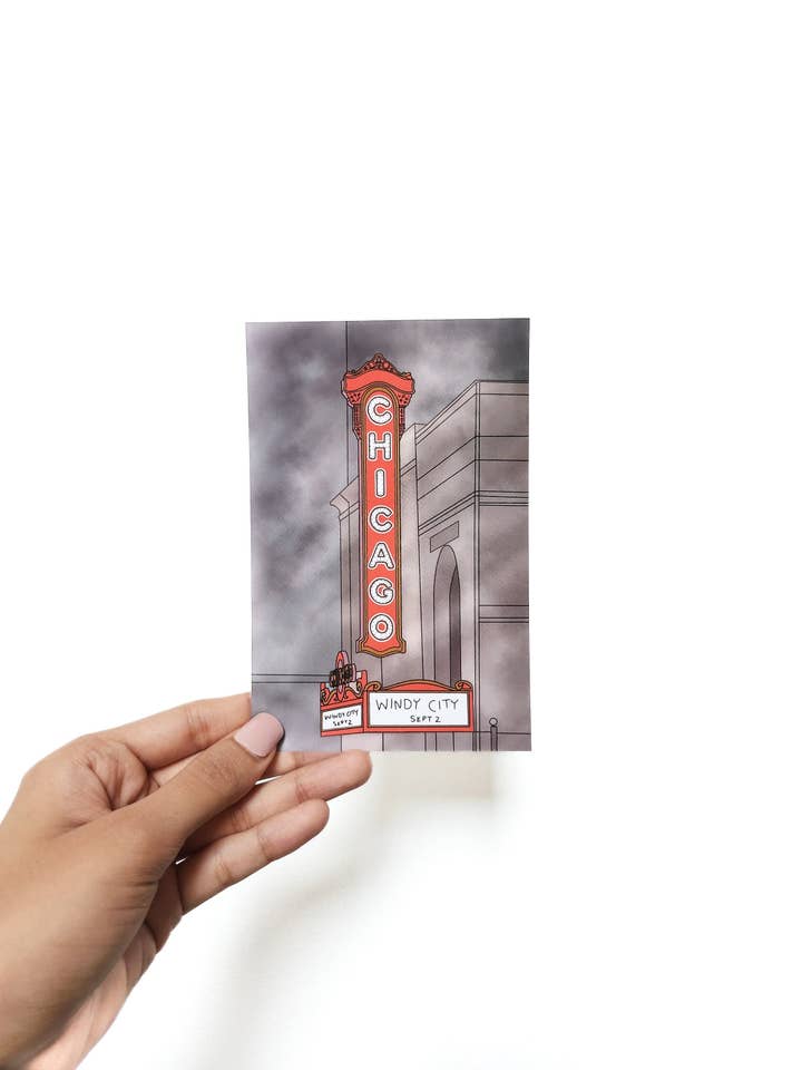 Carte postale du Chicago Theatre pour la vente par The Gold Ink Press