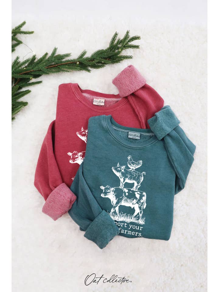 OAT COLLECTIVE - Wholesale Graphic Sweatshirt - Women's - SUPPORT YOUR LOCAL FARMERS Mineral Graphic Sweatshirt5