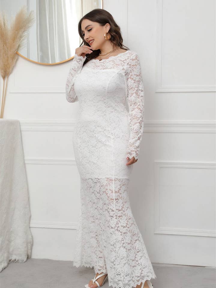 NINEXIS - Wholesale Dress - Women's - CWDMD3233_PLUS SIZE LACE MERMAID EVENING GOWN DRESS