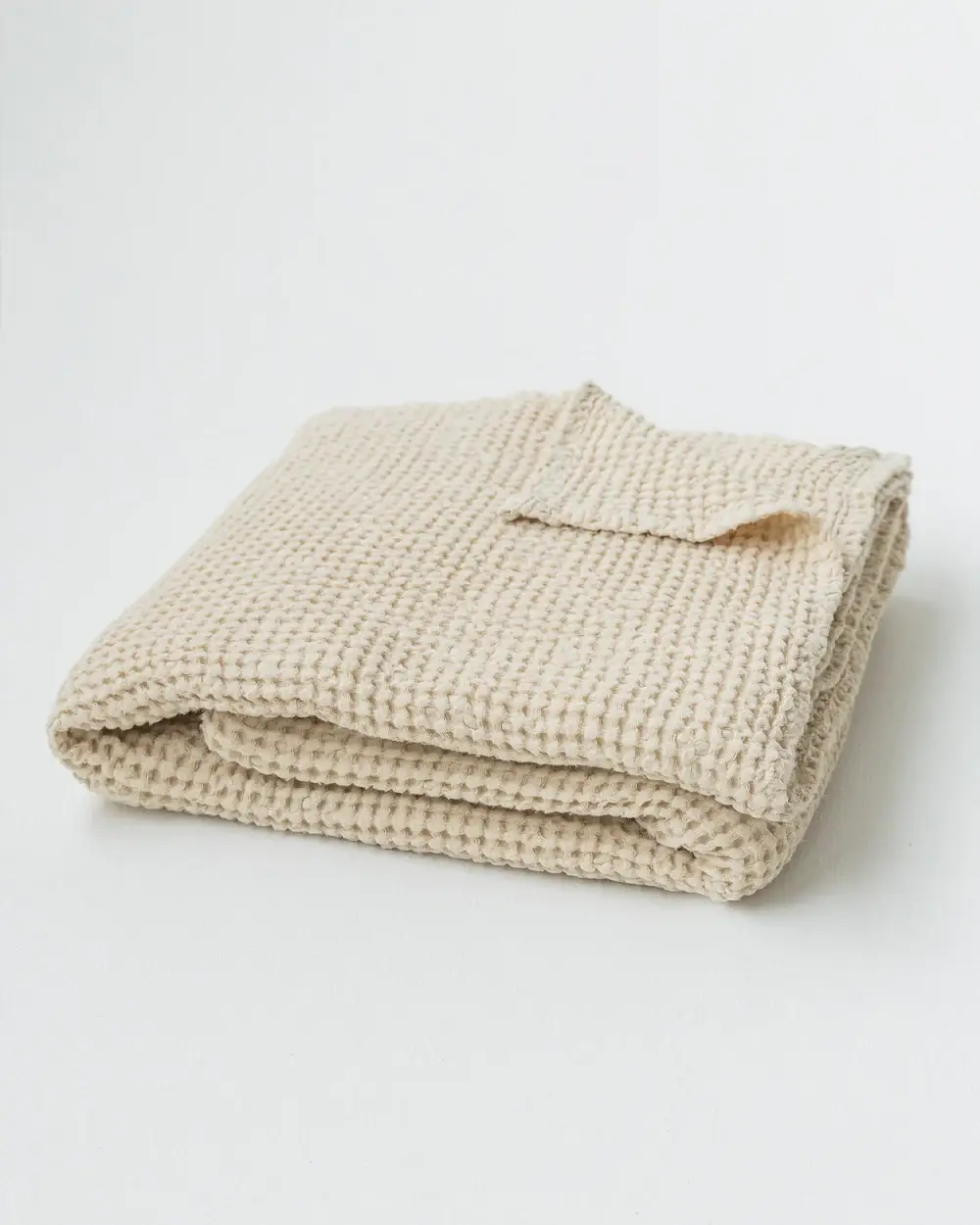 MagicLinen (We handle U.S. import procedures for you) - Wholesale Throw Blanket - Linen waffle throw blanket in Vanilla1