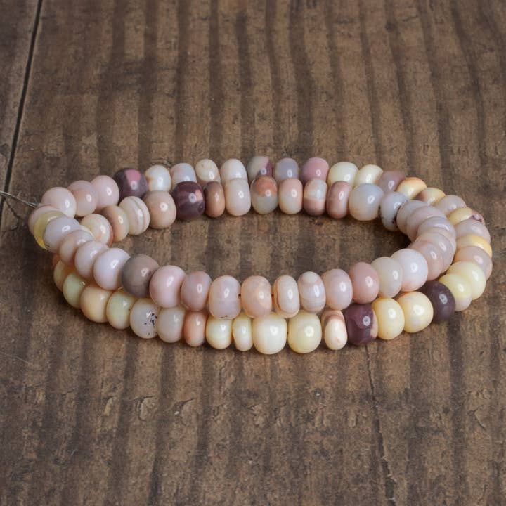 The Bead Traders - Wholesale Beads - 7.5mm Neapolitan Ice Cream Opal Plain Rondelles 16 inch 70 beads1