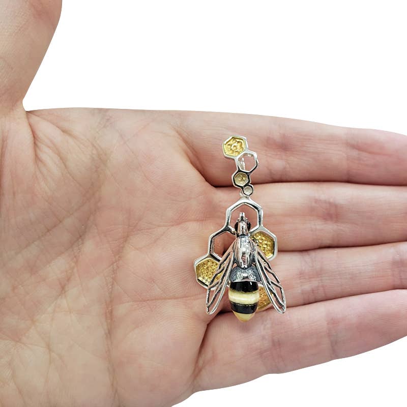 Amberman - Vente Breloques/médailles personnalisées - Pendentif en argent avec ambre multicolore en forme d'abeille1