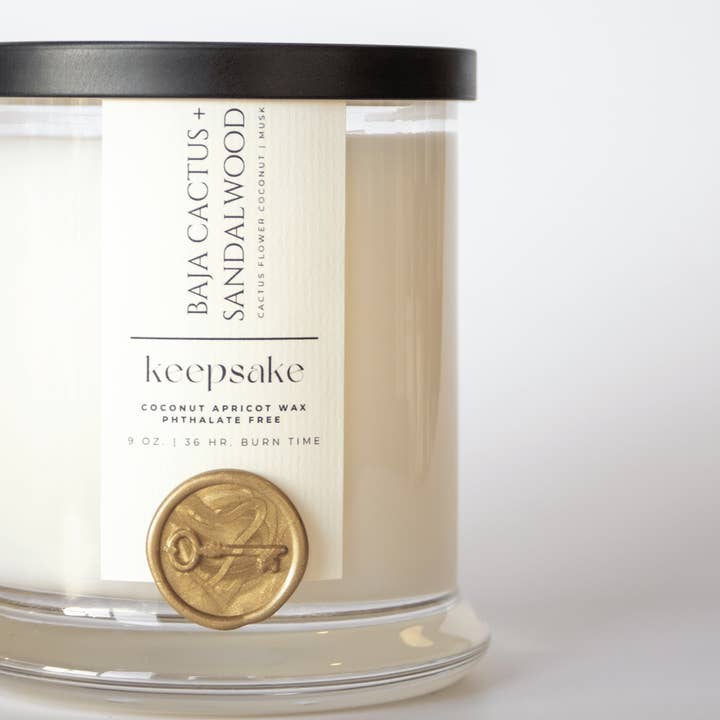 Keepsake Candle | Curated - Wholesale Jar/filled candle - 9 oz. Luxury Candle - Baja Cactus + Sandalwood5