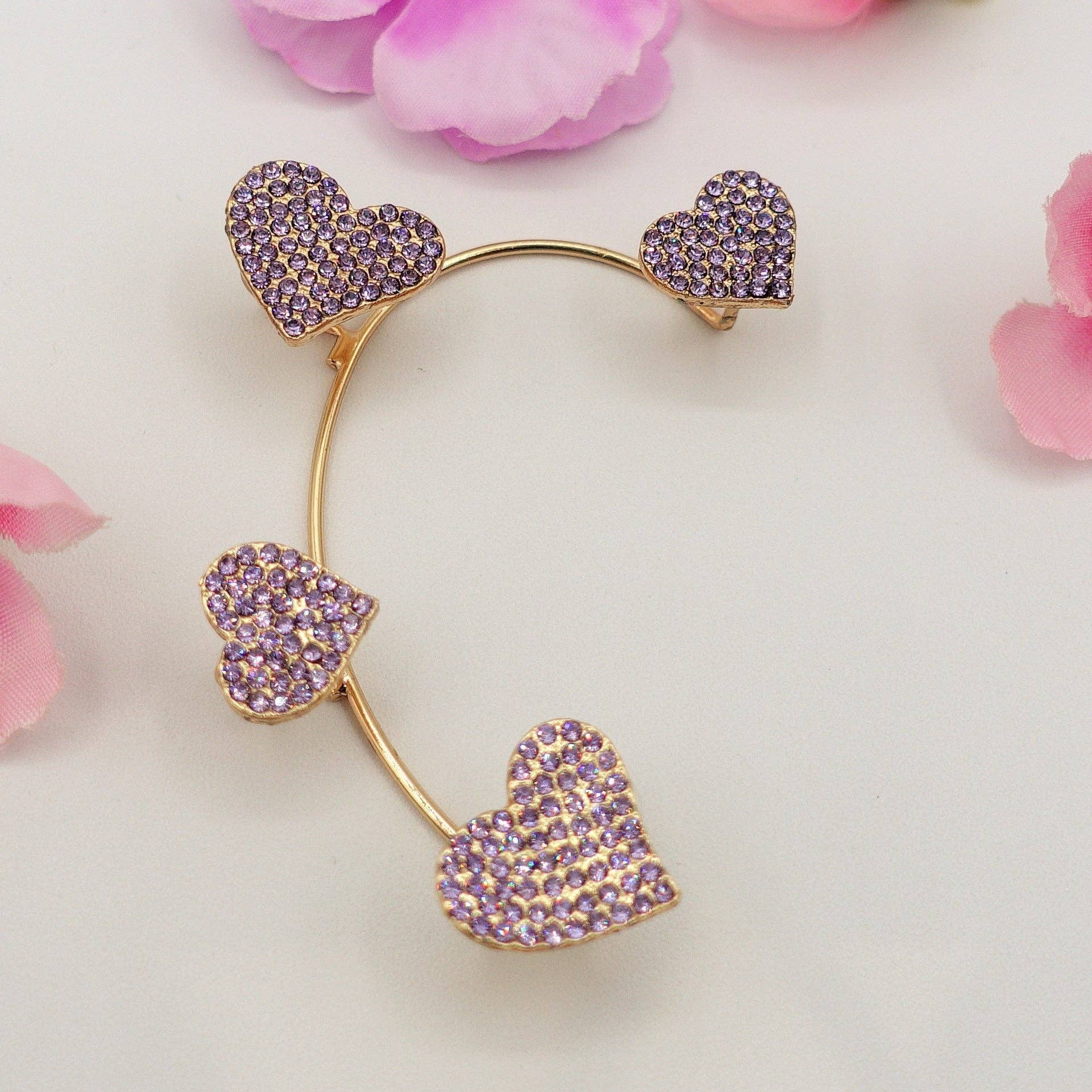 Daemon srls - Wholesale Cuff/Wrap Earrings - QUERIDA ~ EARCUFF mono orecchino con cuori in cubic zirconia10