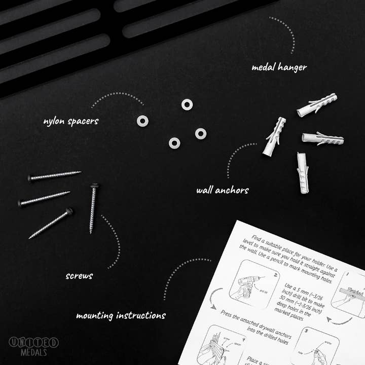 United Medals - Vente Décoration murale - Porte-médaille SHE BELIEVE SHE COULD V2 - Noir mat - Grand6